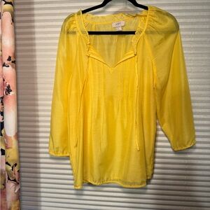 LOFT Bright Yellow Ruffle Blouse